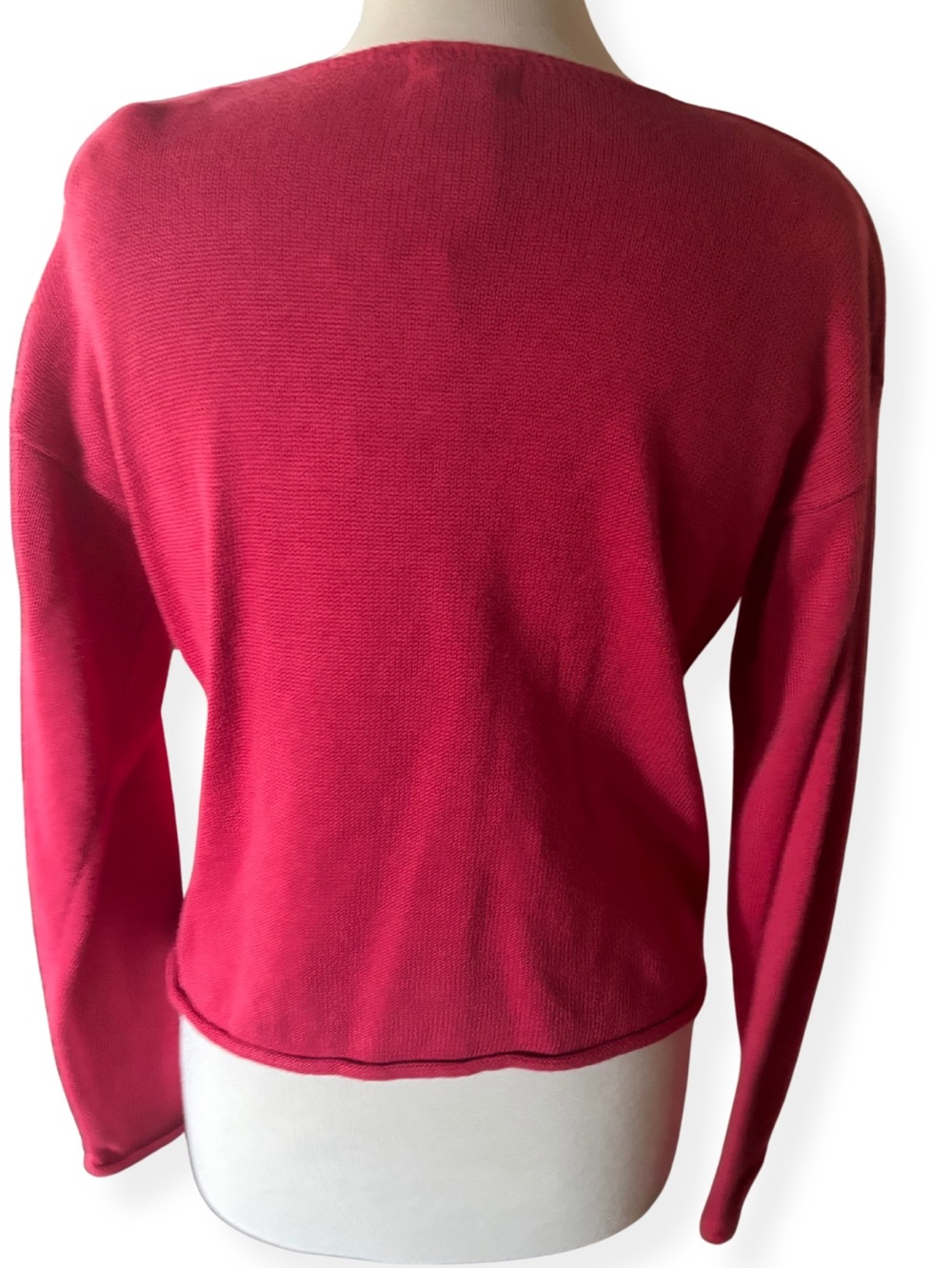 Red Button Cardigan Sweater Small NWT Christopher & Banks Ramie Cotton - Picture 3 of 6